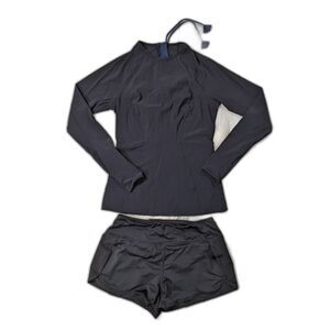 Lululemon Zip Back long sleeve Reebok lined Shorts black Set Athletic LN